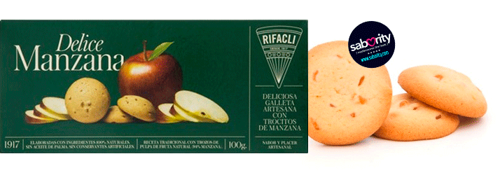 Galletas Gourmet Rifacli Delice con trocitos de Manzana, vista del producto en sabority