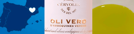 Origen Aceite Cérvoles Tomàs Cusiné, Arbequina Ecológica Verde